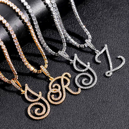 Cursive Zircon Initial Necklace