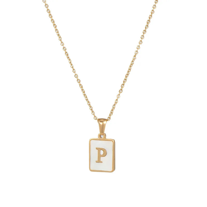Mother of Pearl Initial Necklace