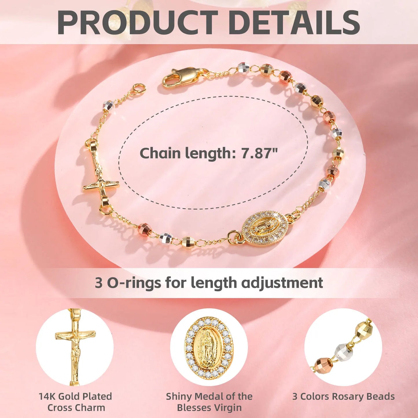 Gold Bead Cross Bracelet