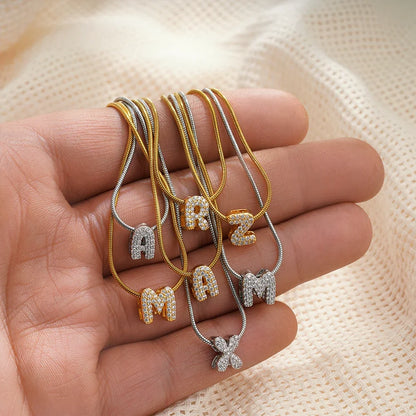 Tiny Zircon Initial Necklace