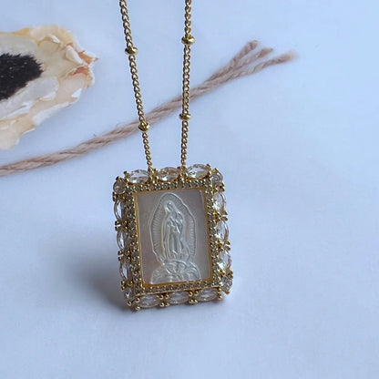 Religious Shell Medal Necklace