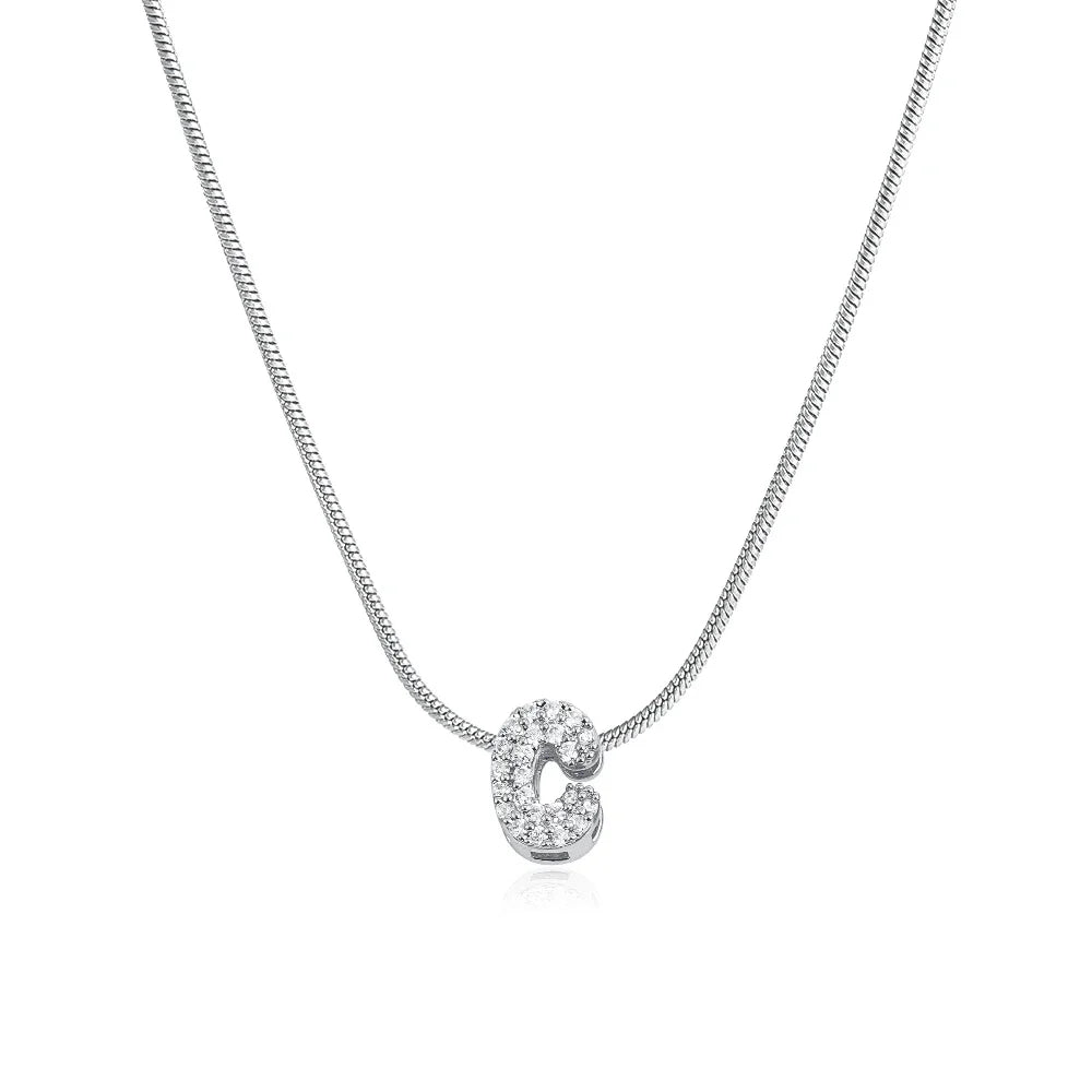 Tiny Zircon Initial Necklace