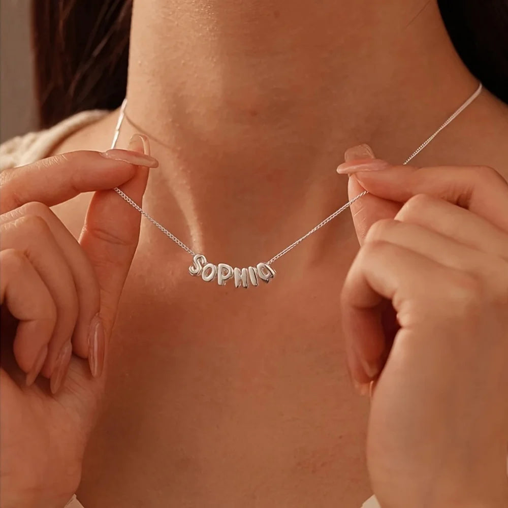 Custom Bubble Name Necklace