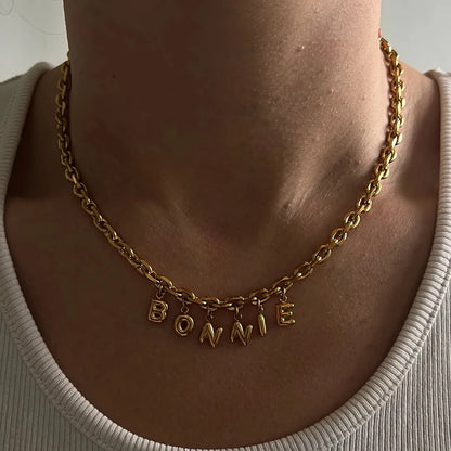Thick Chain Bubble Name Necklace
