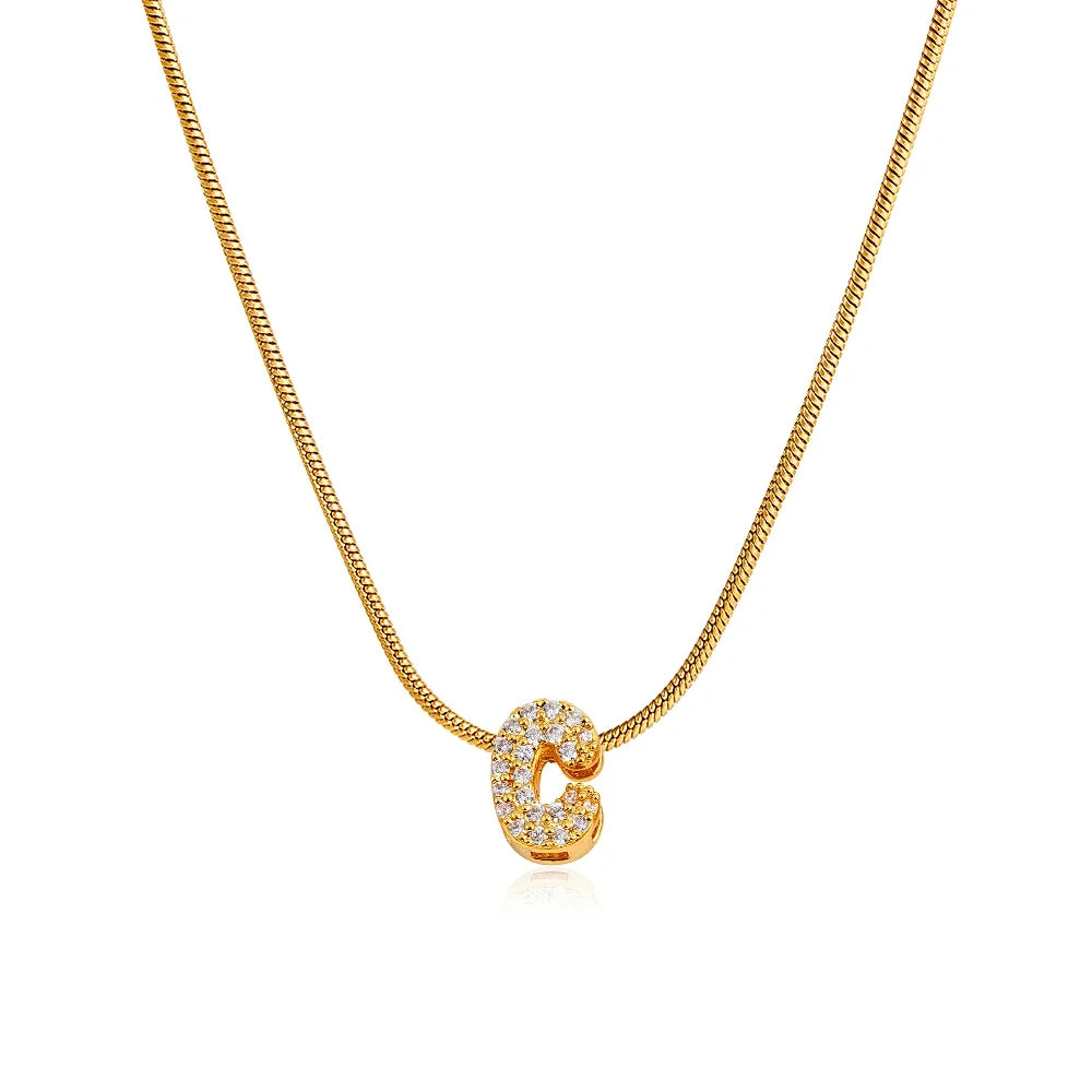Tiny Zircon Initial Necklace