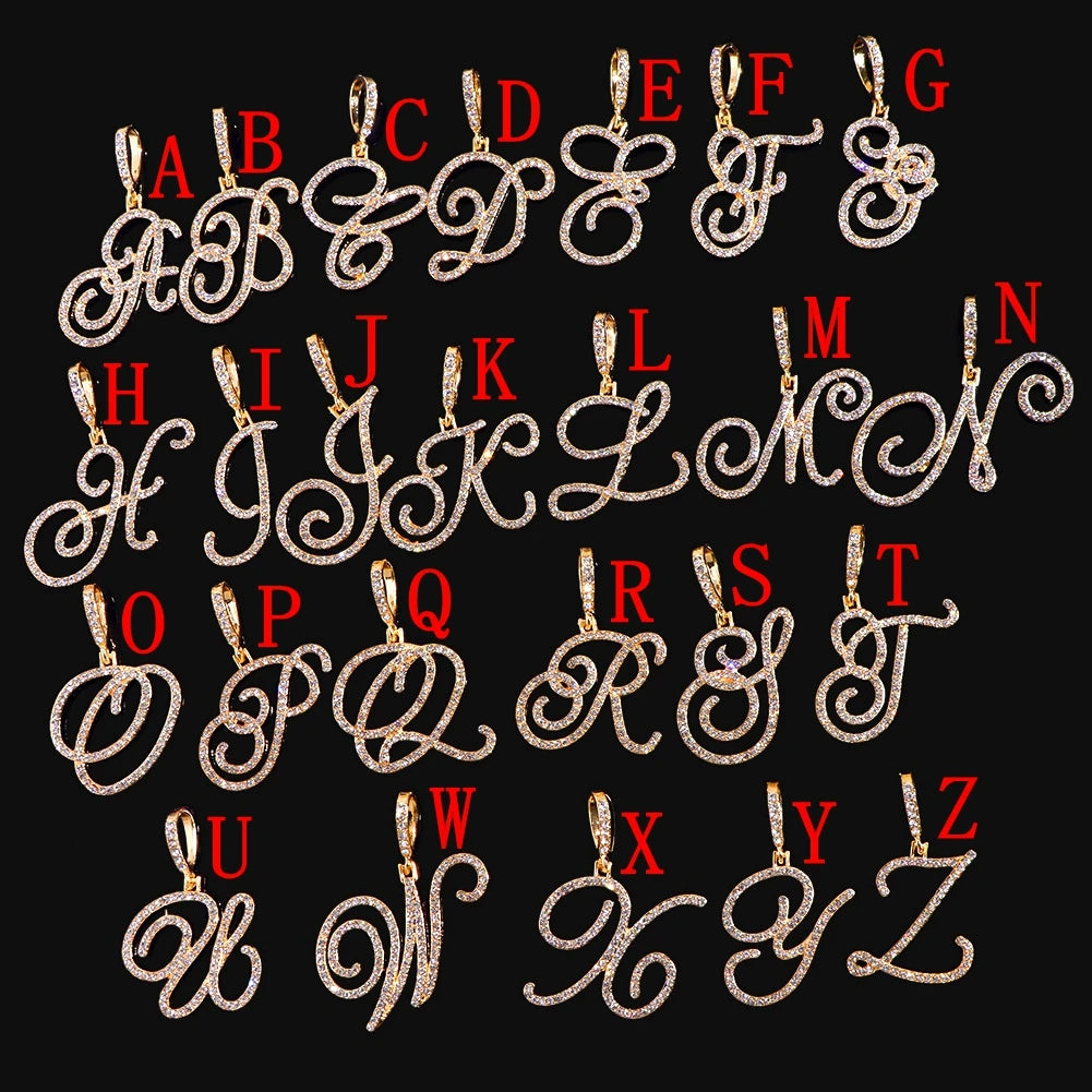 Cursive Zircon Initial Necklace