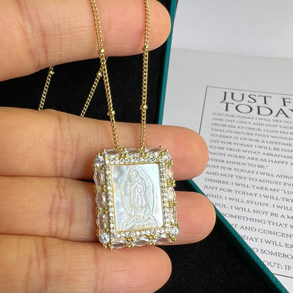 Religious Shell Medal Necklace