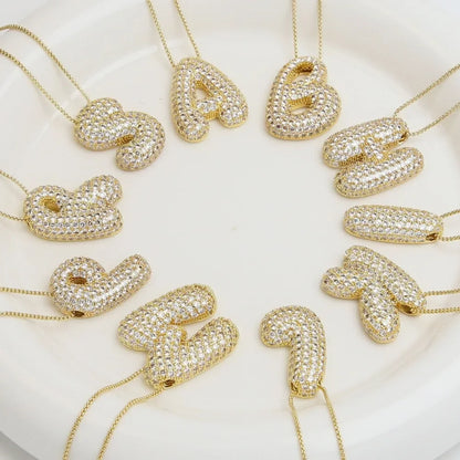 Rhinestone Bubble Initial Necklace