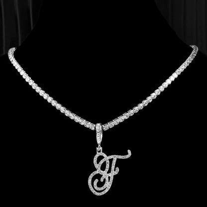 Cursive Zircon Initial Necklace