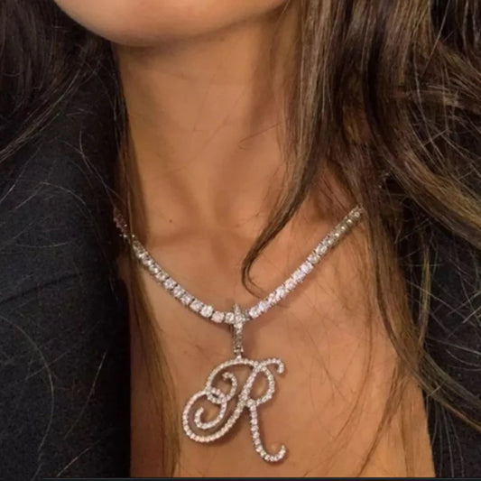 Cursive Zircon Initial Necklace