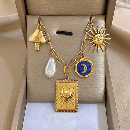 Moon & Heart Charm Necklace