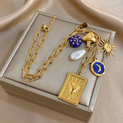 Moon & Heart Charm Necklace