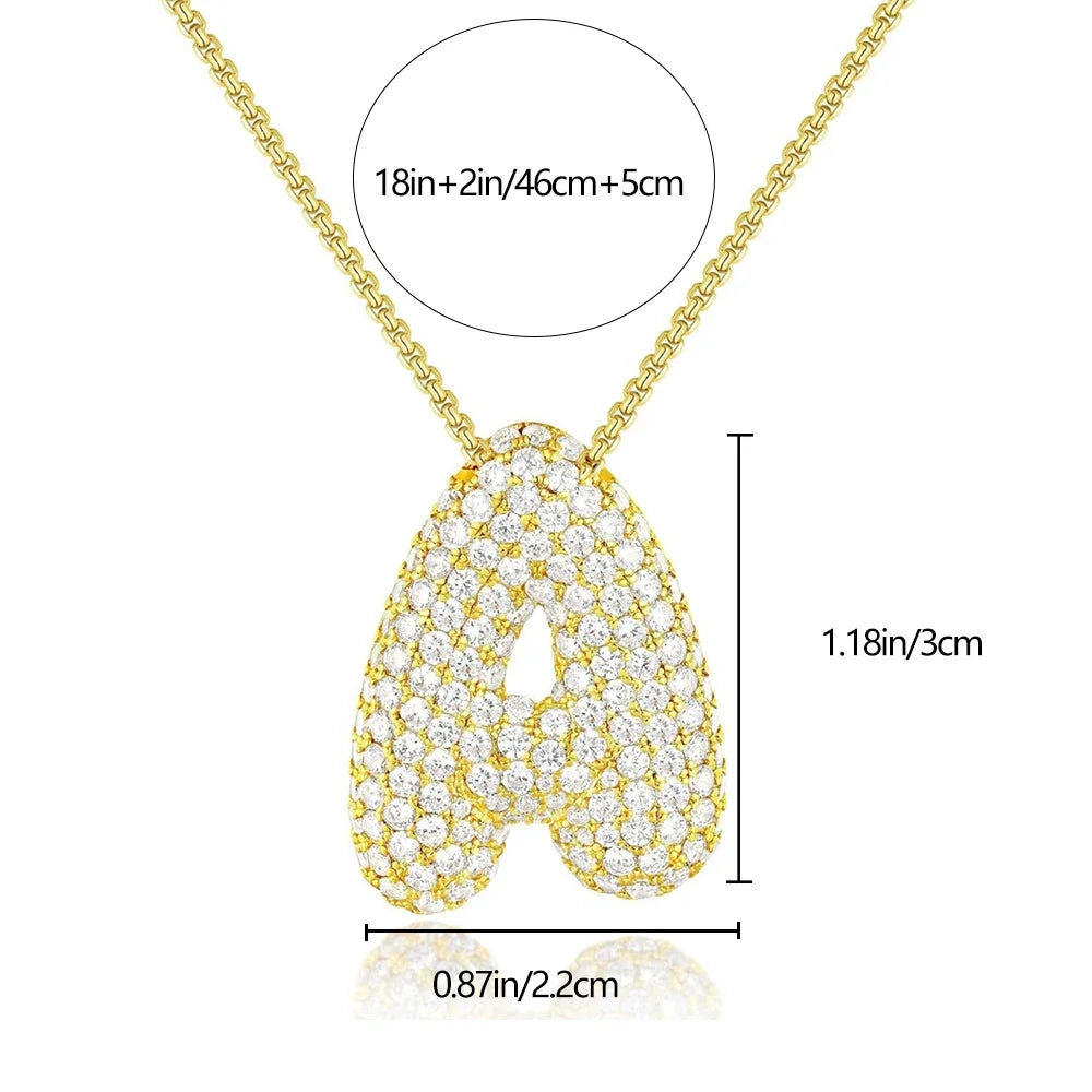 Rhinestone Bubble Initial Necklace