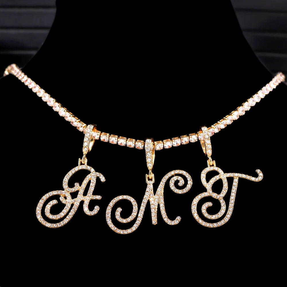 Cursive Zircon Initial Necklace