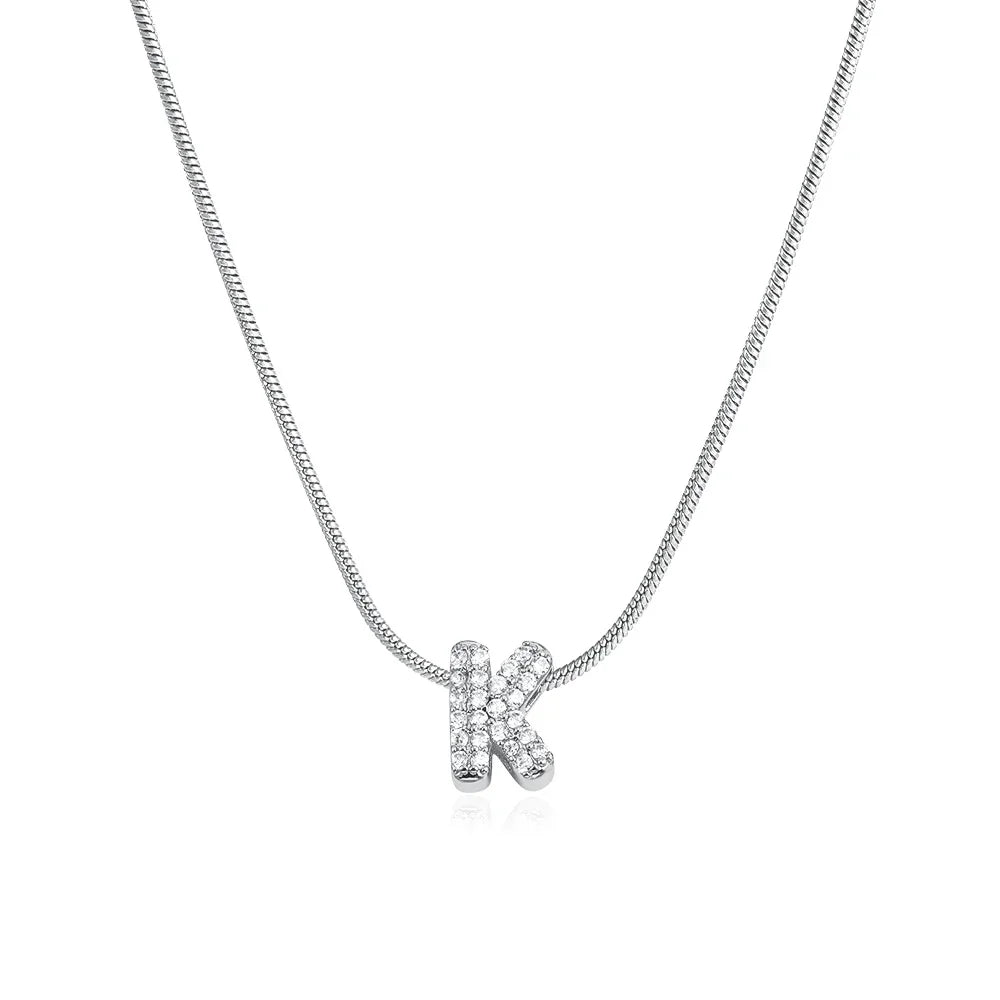 Tiny Zircon Initial Necklace