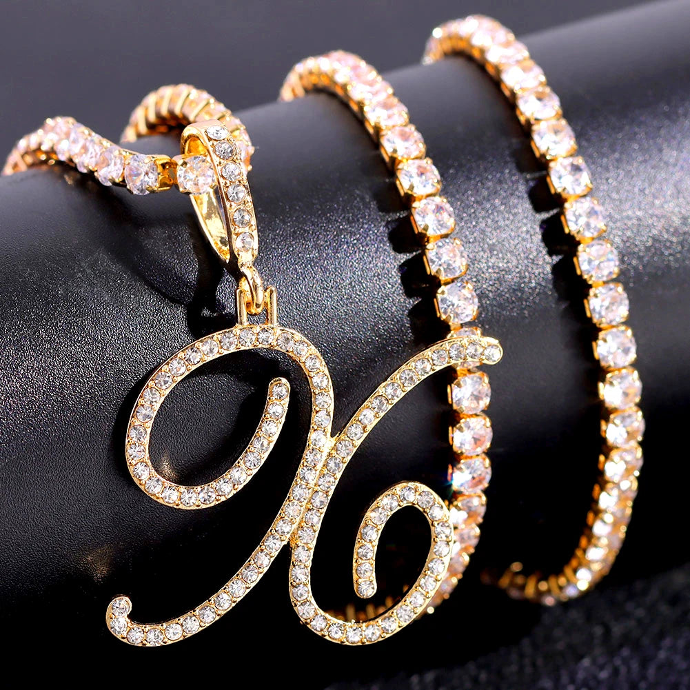 Cursive Zircon Initial Necklace