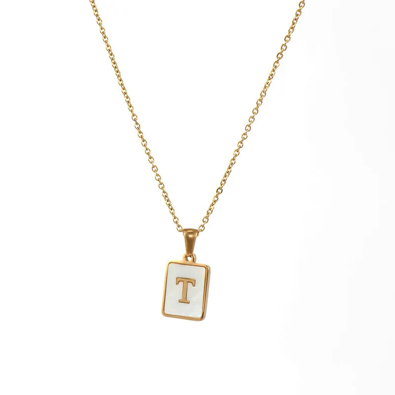 Mother of Pearl Initial Necklace