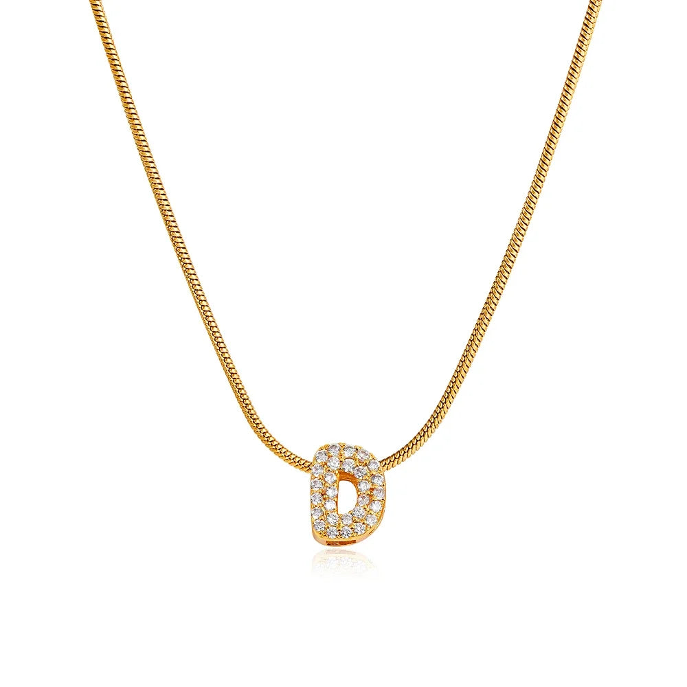 Tiny Zircon Initial Necklace