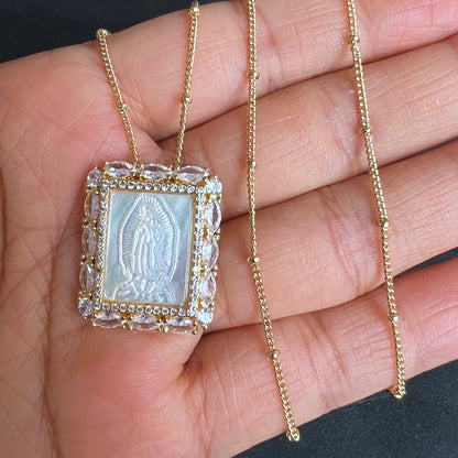 Religious Shell Medal Necklace