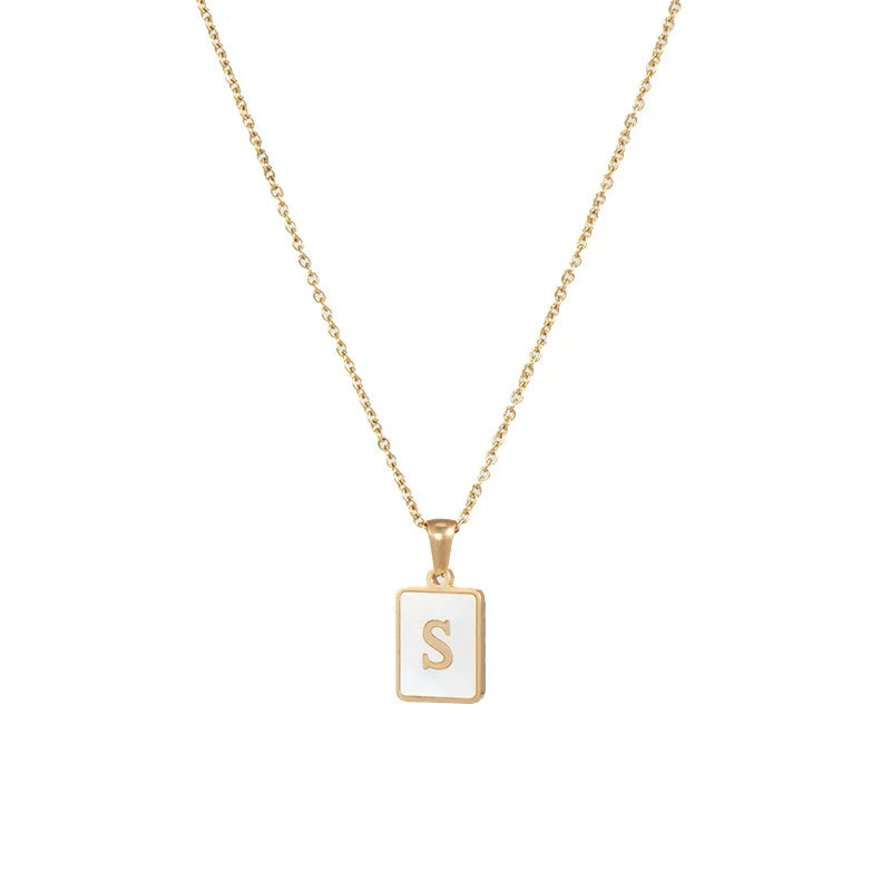 Mother of Pearl Initial Necklace