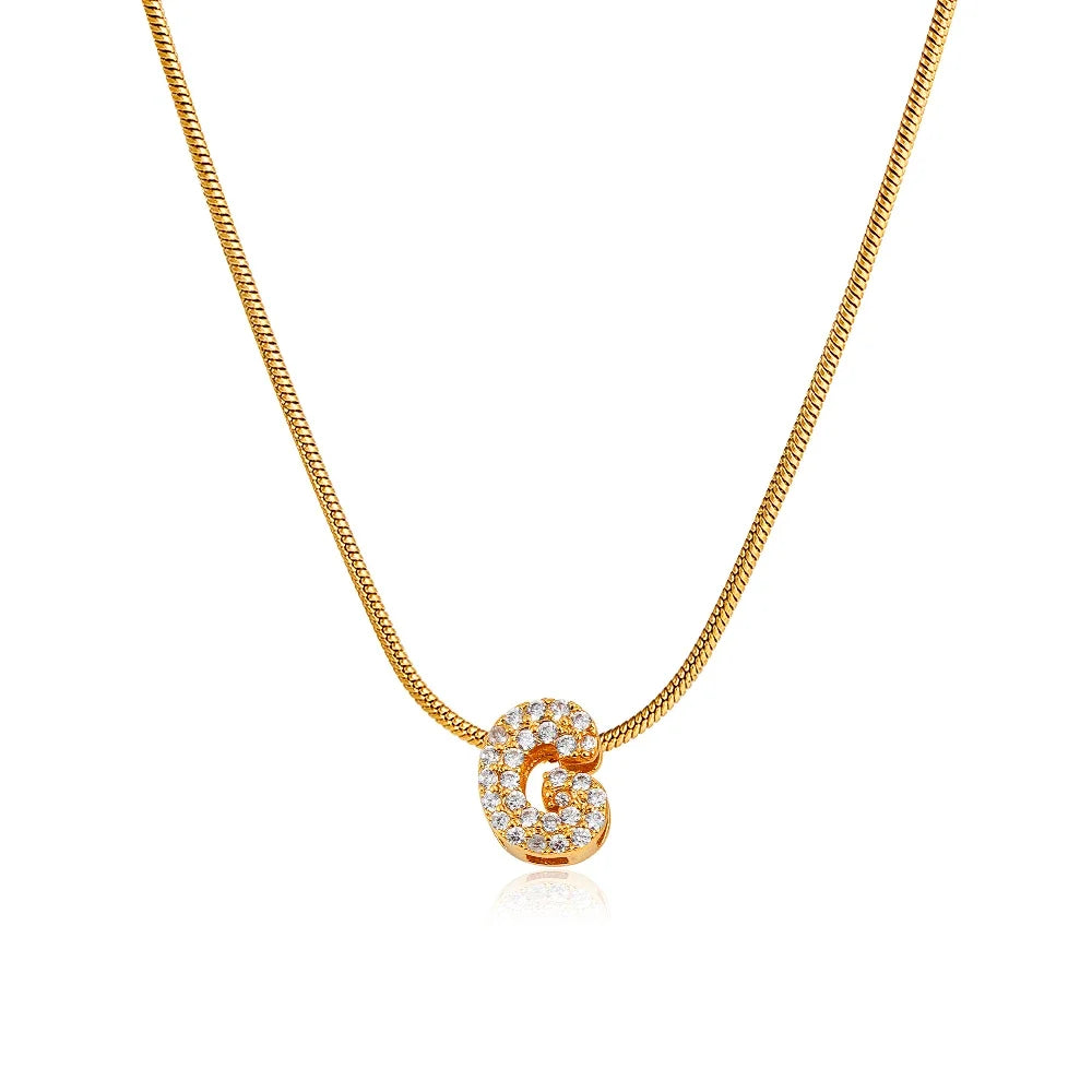 Tiny Zircon Initial Necklace