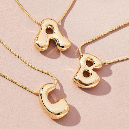 Chunky Bubble Initial Necklace