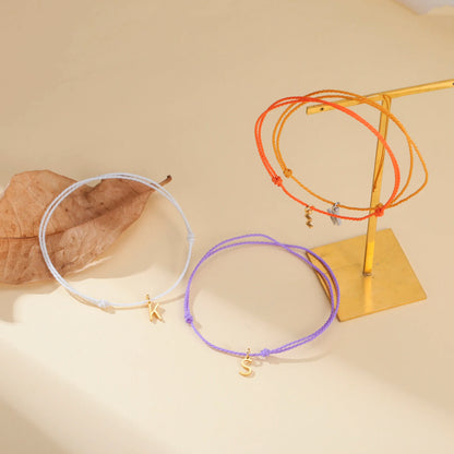 Wax Rope Initial Bracelet