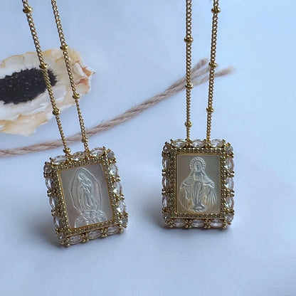 Religious Shell Medal Necklace