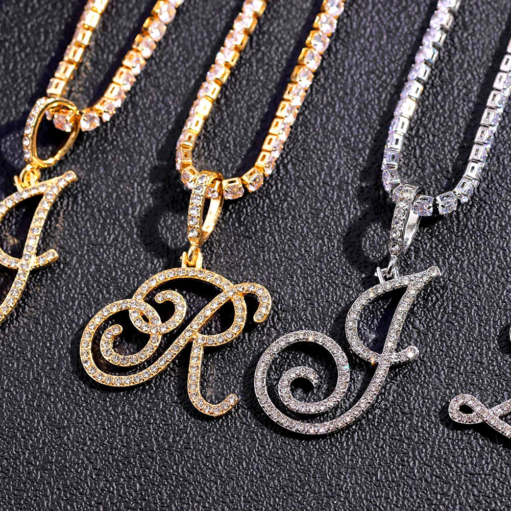 Cursive Zircon Initial Necklace