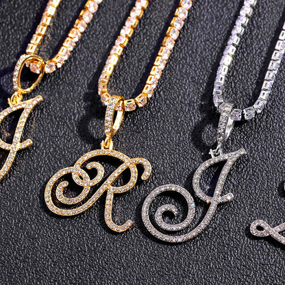 Cursive Zircon Initial Necklace