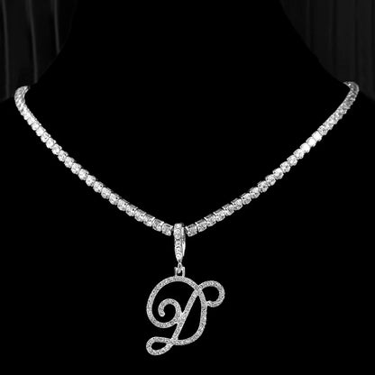 Cursive Zircon Initial Necklace
