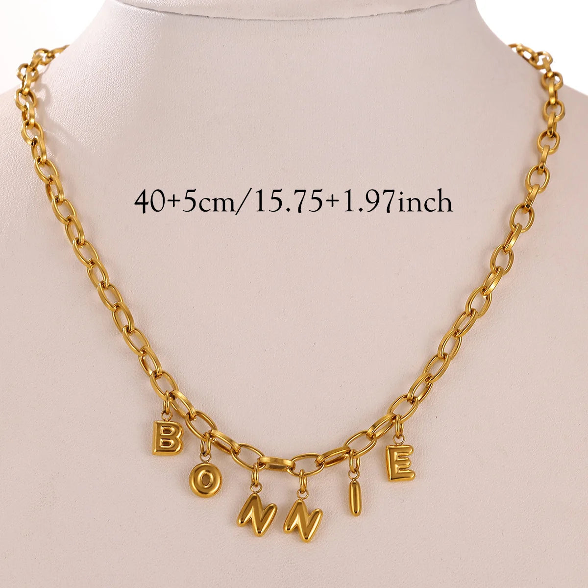 Thick Chain Bubble Name Necklace