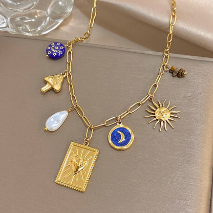 Moon & Heart Charm Necklace