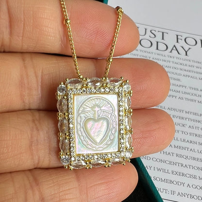 Religious Shell Medal Necklace