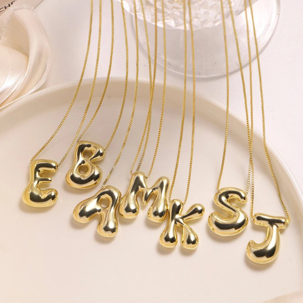 Chunky Bubble Initial Necklace