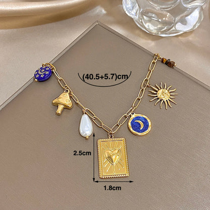 Moon & Heart Charm Necklace