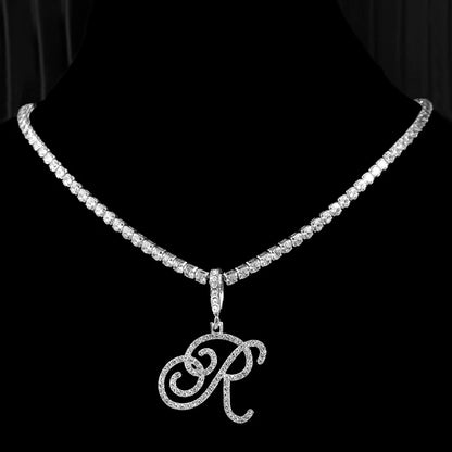 Cursive Zircon Initial Necklace