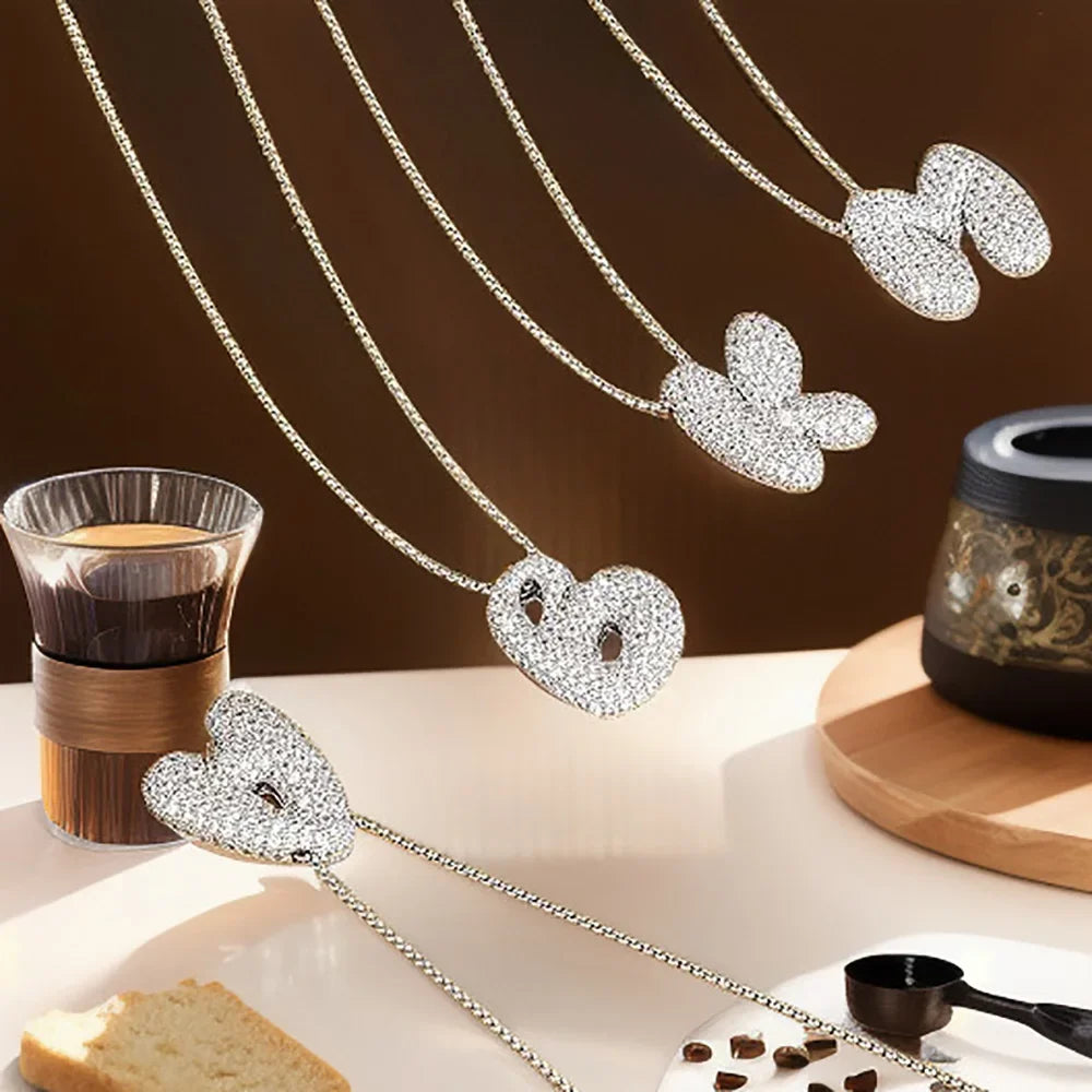Rhinestone Bubble Initial Necklace