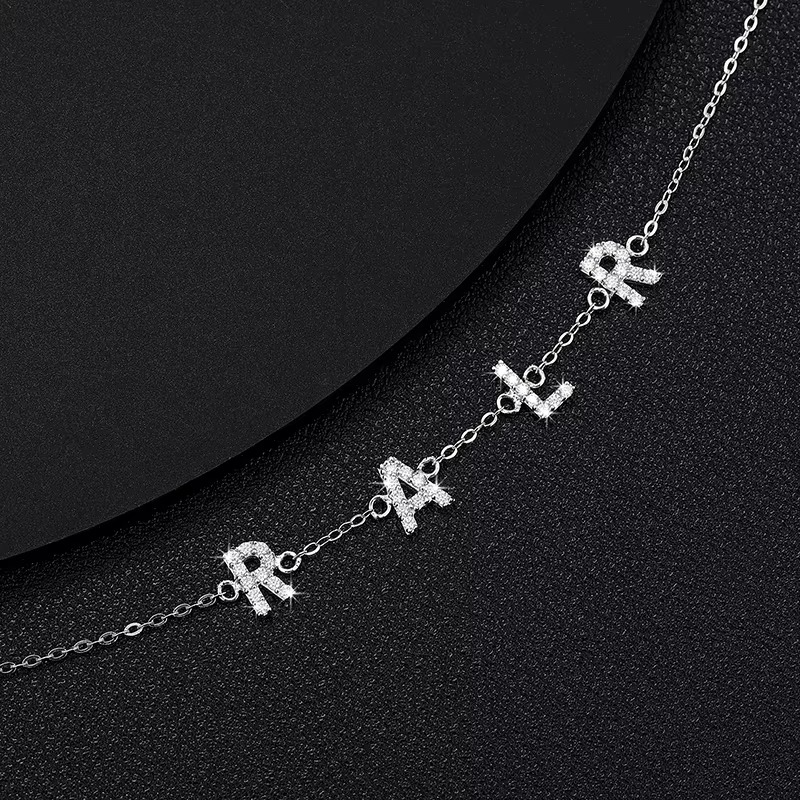 Initial Charm Moissanite Bracelet