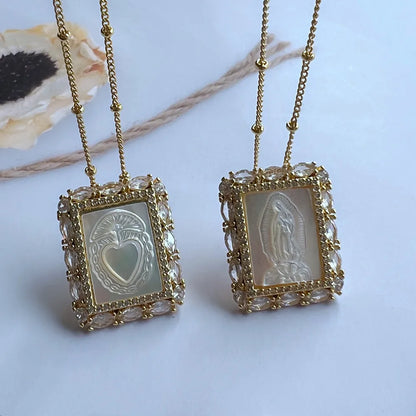 Religious Shell Medal Necklace
