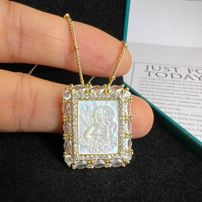 Religious Shell Medal Necklace