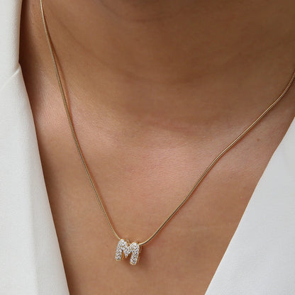 Tiny Zircon Initial Necklace