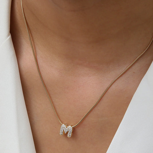 Tiny Zircon Initial Necklace