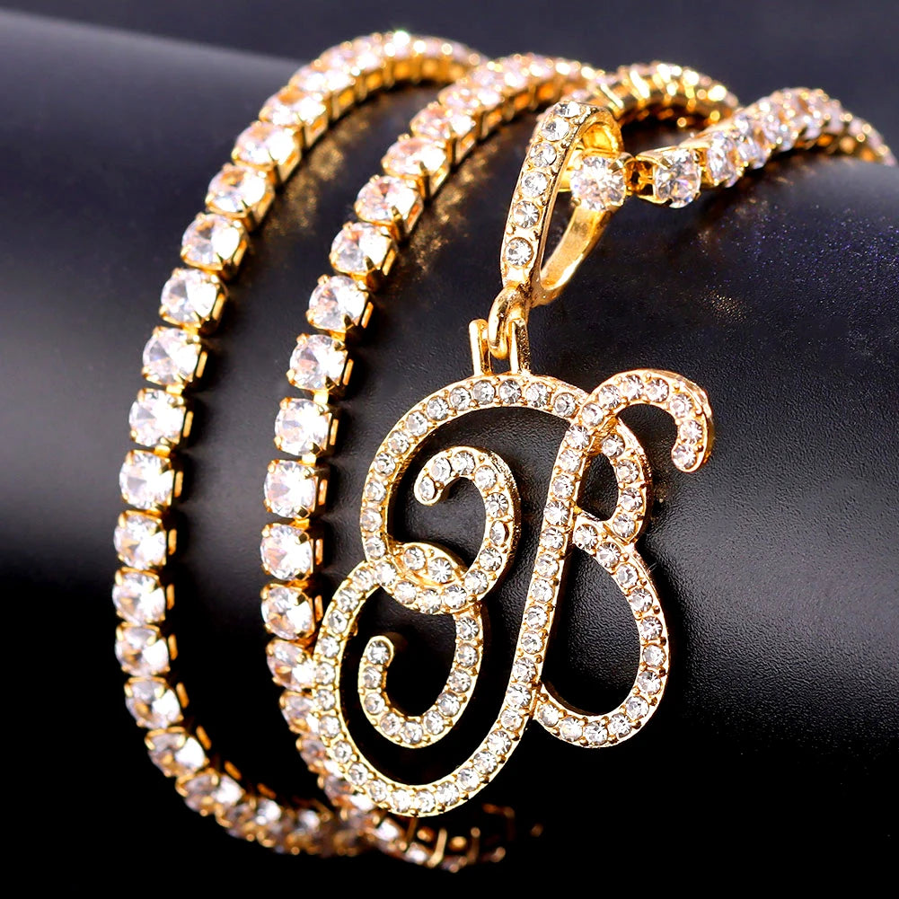 Cursive Zircon Initial Necklace