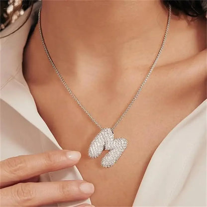 Rhinestone Bubble Initial Necklace