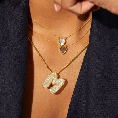 Rhinestone Bubble Initial Necklace