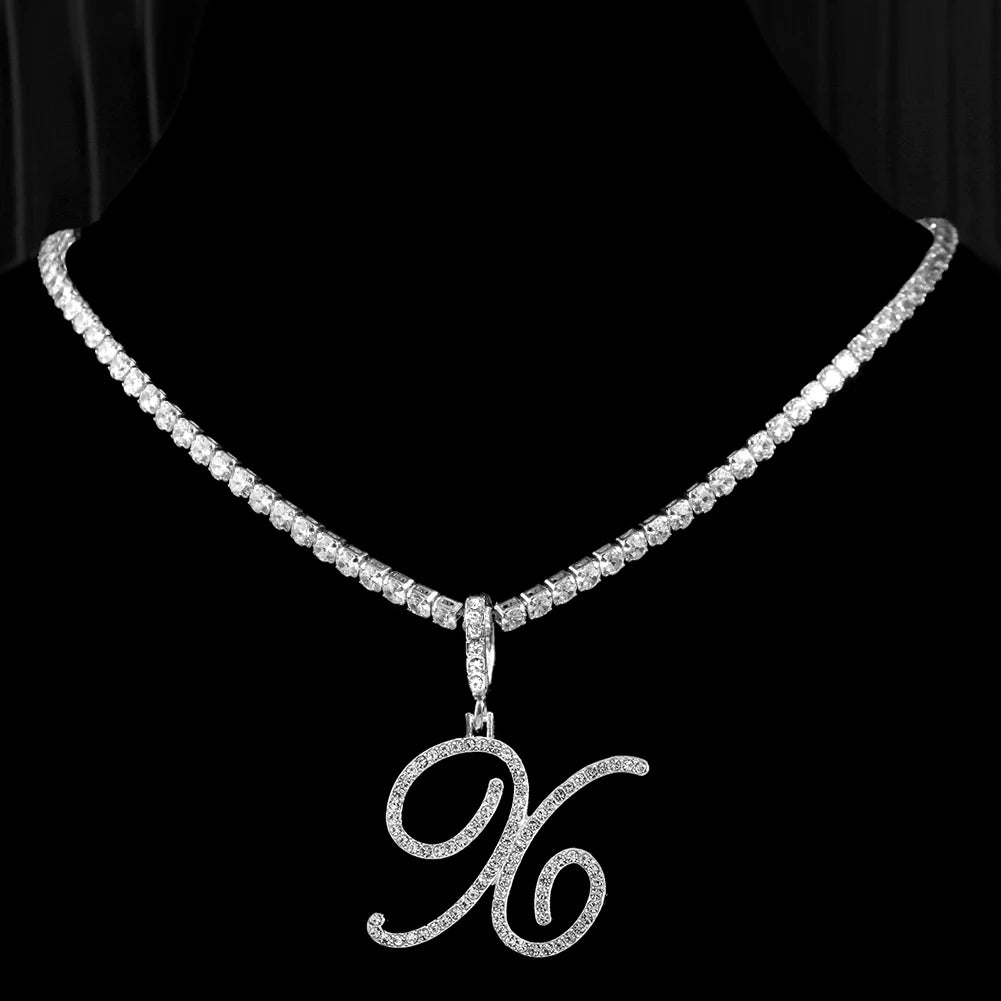 Cursive Zircon Initial Necklace