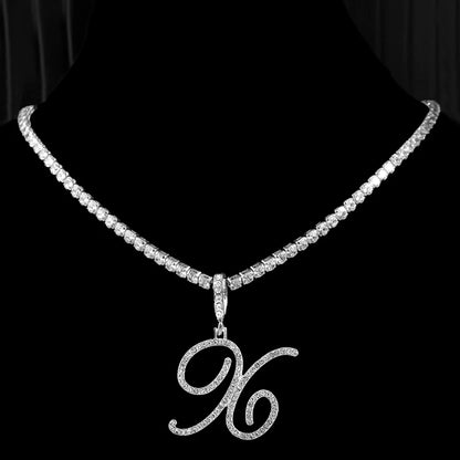 Cursive Zircon Initial Necklace