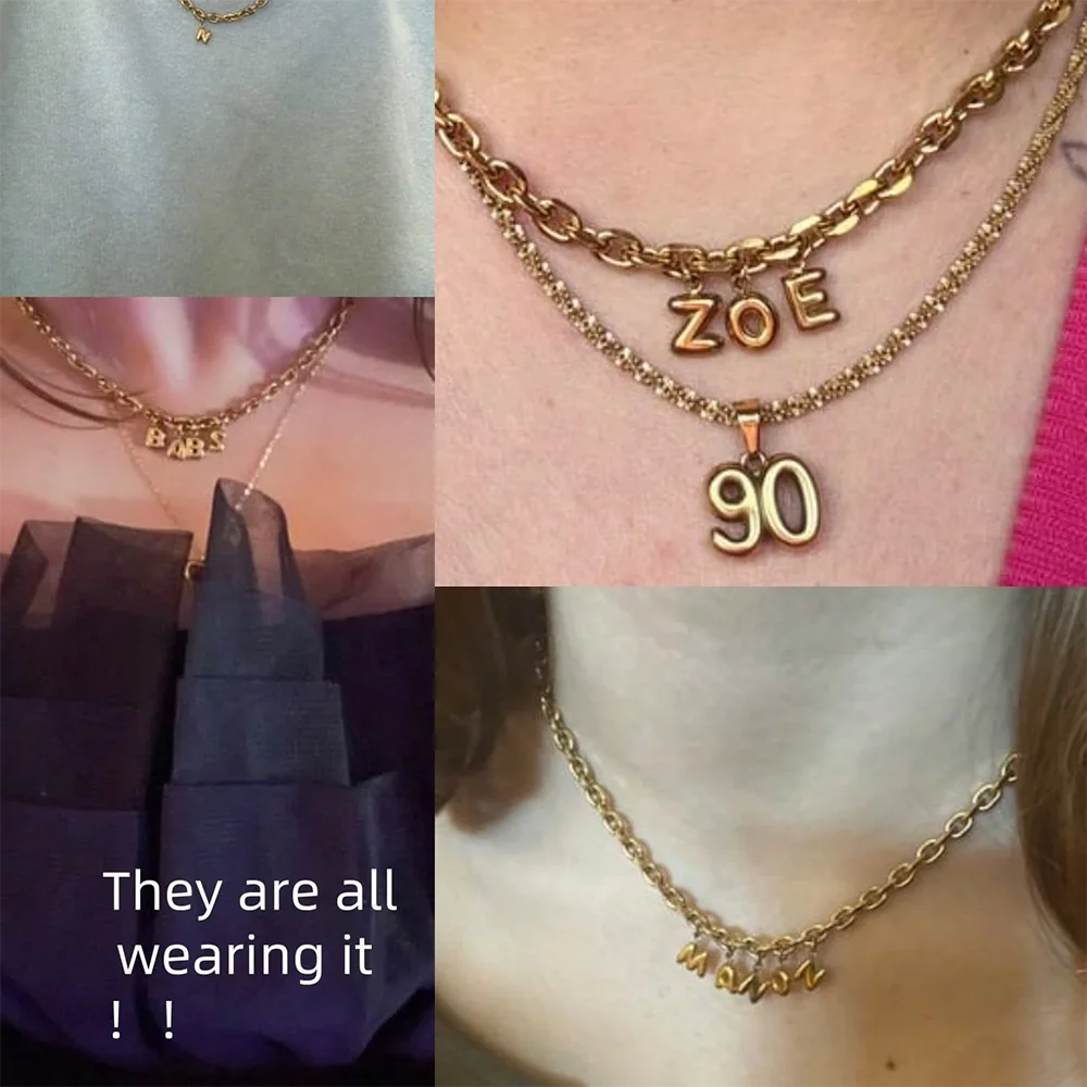 Thick Chain Bubble Name Necklace