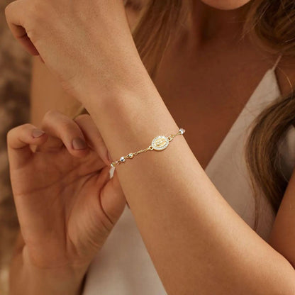 Gold Bead Cross Bracelet